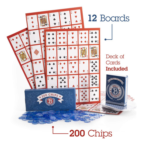 Set De Juego Brybelly Poker Keno Con Cartas, Fichas Y 12 Tab