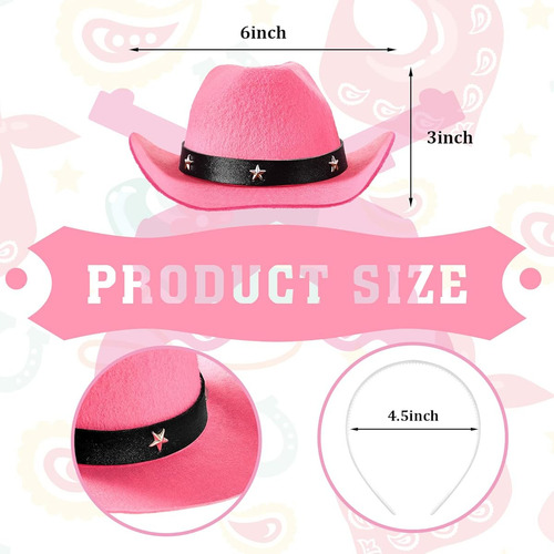 Diadema Para Fiesta De Vaquero Con Sombrero Rosa 3 Piezas