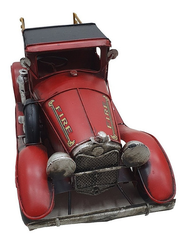 Imagem 3 de 4 de Caminhão Fire Bombeiros Antigo Enfeite Metal 28 Cm-la Verne