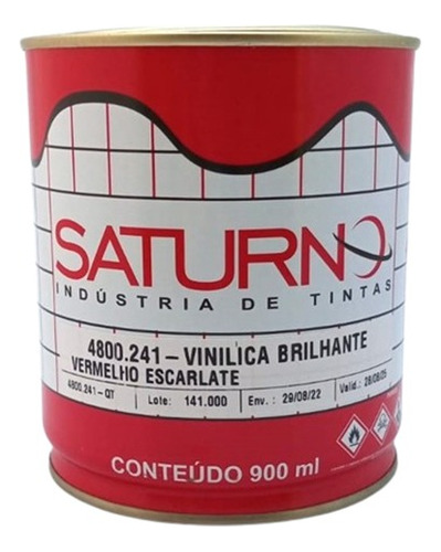 Tinta Vinílica Brilhante Vermelho Esc 900ml Saturno 4800241