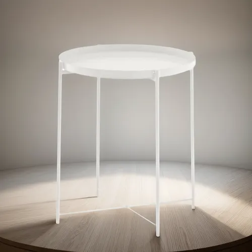 Mesa Auxiliar De Arrime Bandeja De Metal-tu Idea Blanco