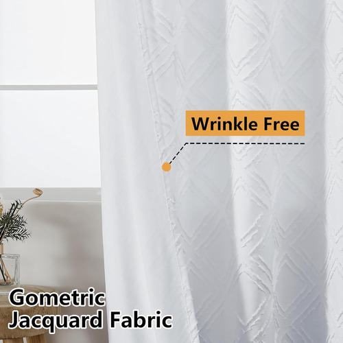 Juego De Cortinas De Ducha Blancas De Tela Texturizada Geomé