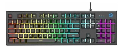 Teclado Gamer Hp K500f Qwerty Español Color Negro Luz Rgb