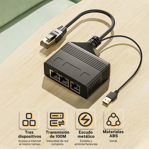 Distribuidor Gigabit Ethernet 1 Punto 3 Sim Rj45 Macho