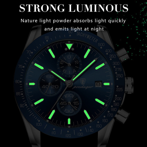 Reloj Analógico Con Cronógrafo Luminoso Poedagar 988g