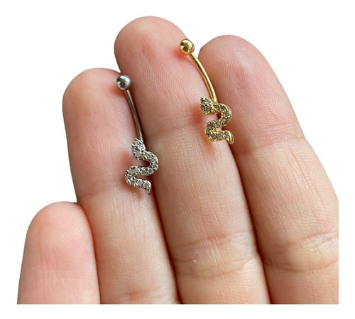 Piercing Intimo Genitál Umbigo Rook Coração Aço Cirúrgico Cor Cobra Prateado