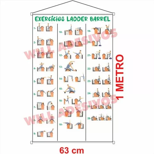 Banner Pilates Ladder Barrel Exercícios 1m X 63cm