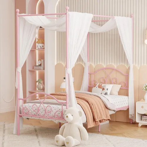 Weehom Marco De Cama Con Dosel De Princesa Con 4 Posteres, B