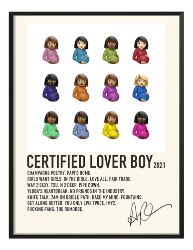 Poster Drake Album Music Tracklist Certified Lover Boy 80x60