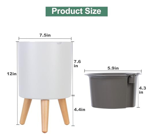 Maceta De 7,8 Pulgadas Con Patas De Madera Maciza, Macetas A