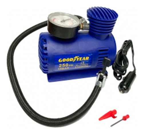 Compresor Aire Bici Auto Motor 12 V Goodyear C/ Manómetro