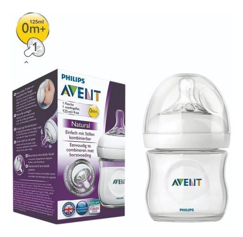 Mamadera Philips Avent Natural 125 mL 0m+ Transparente sin BPA - $ 23.569