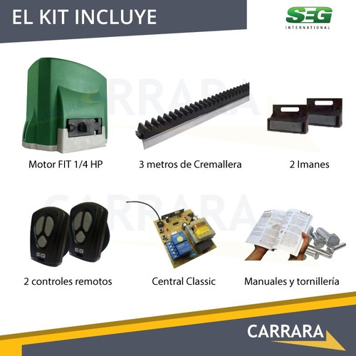 Imagen 4 de 8 de Kit Motor Portón Automático Corredizo Seg Cremallera Control