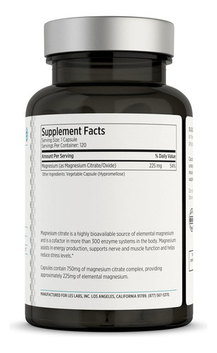 Leslabs Magnesium Citrate Sueño Reparador 120 Cáps Sabor Sin Sabor