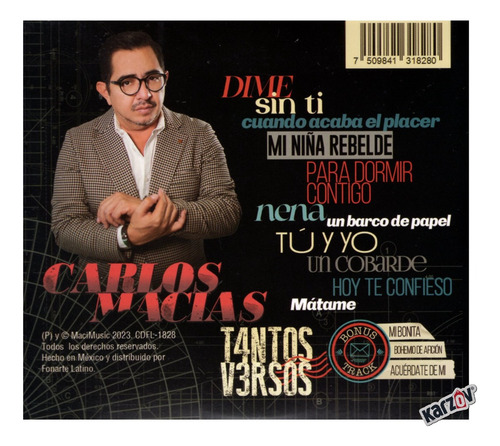 Carlos Macias Tantos Versos Disco Cd