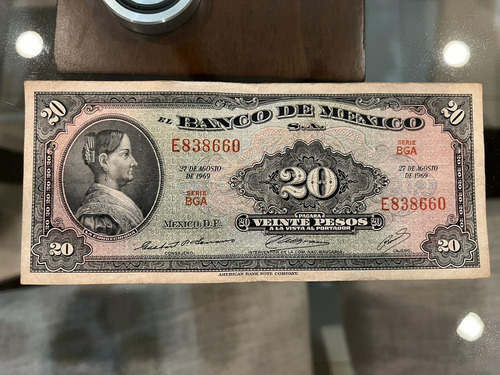 Billete De México De $20 Del Año 1969 Serie Bga