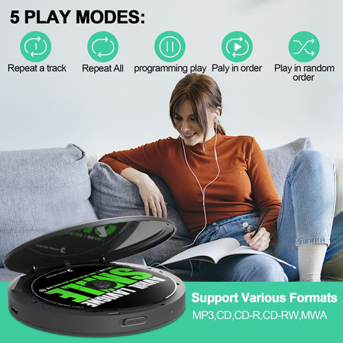 .leitor De Cd Portátil Recarregável Com Bluetooth.