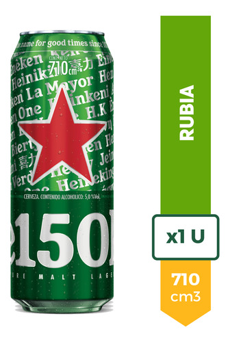 Cerveza Heineken Rubia Lata 710ml 150 Años La Barra