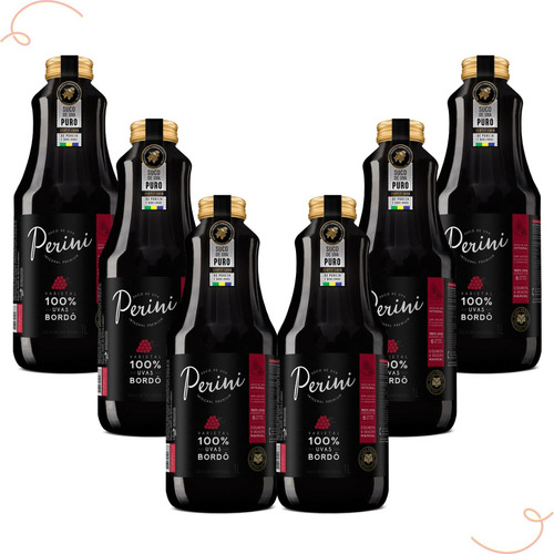 Suco De Uva Tinto Perini 100% Uva Puro Caixa Fechada Com 6