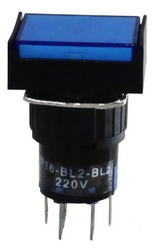 Botão 16mm 2 Rev Led 220v Azul P16bl - Metaltex (i)