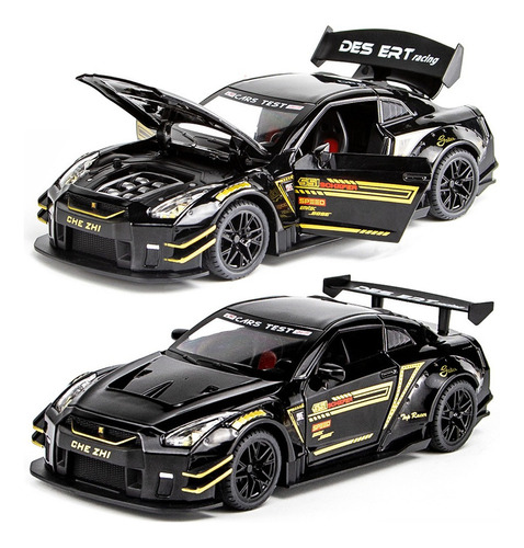 Nissan Gtr R35 Racing Sport Miniatura De Metal Con Luz Y Son