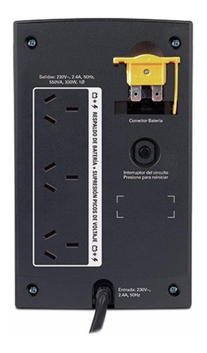 Imagen 2 de 2 de APC Back-UPS BX550CI-AR 550VA entrada y salida de 230V negro