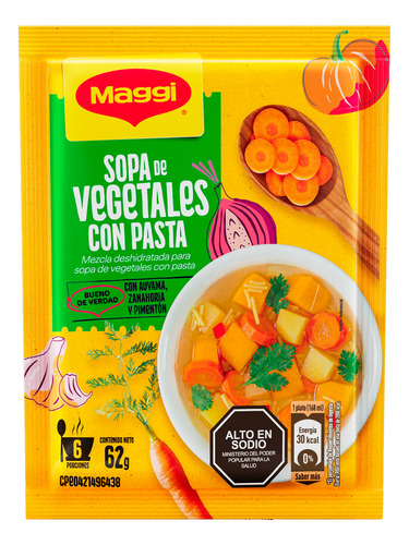 Sopa De Vegetales Con Pasta Maggi 62gr 2 Unds