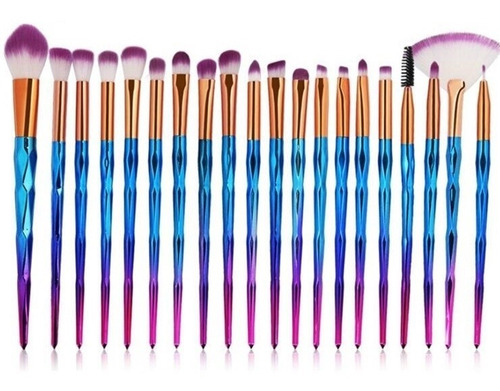 Set De 20 Brochas Pinceles De Maquillaje Prisma Diamante 