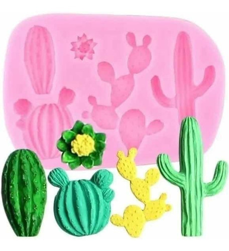 Molde Silicona Cactus Suculenta Flor Fondat Repostería