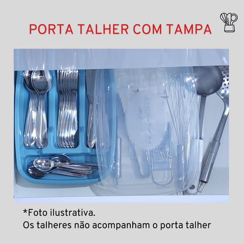 Porta Talheres Organizador De Gaveta / Bancada Plastico Cor Azul