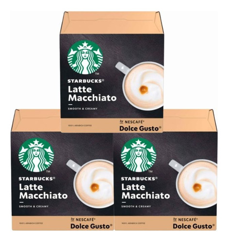 Pack 3 Cajas Capsulas Starbucks Dolce Gustto Late Machiato