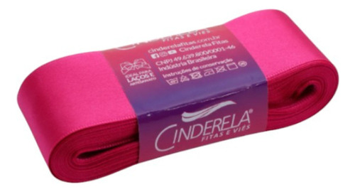Fita Cetim Cinderela 38mm 10 Metros Laços Cor 041 Pink Lisa