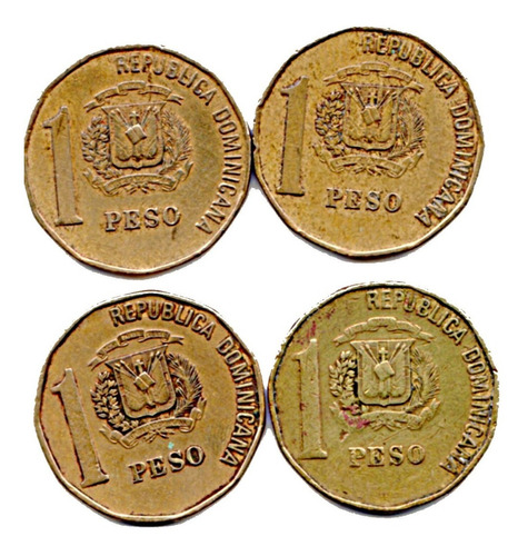 Moneda Del Mundo  Dominicana  Un  Peso  4 Piezas