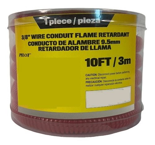 Manguera Conducto Rojo 3/8 Forro De Cable Flexible 10ft/3m