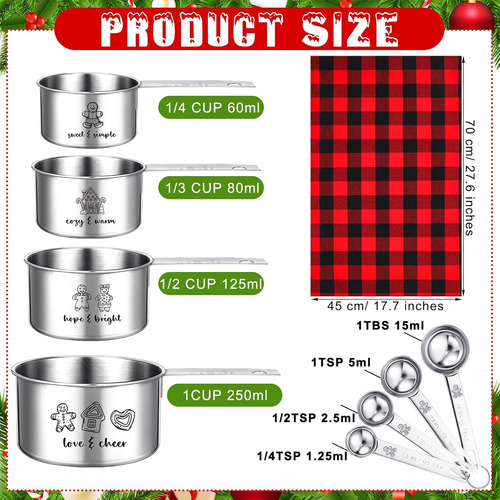Juego De 10 Tazas Y Cucharas Medidoras De Navidad