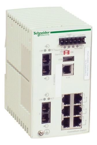 Switch Schneider 6 Portas 10/100 + 2 Fo Sc Mm-tcsesm083f2cu0