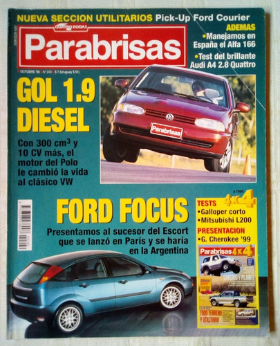 Revista Parabrisas Test Vw Gol 1,9 Diesel Ford Focus Oct 98