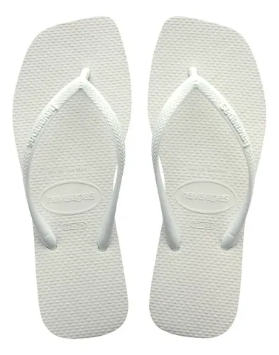 Chinelo Havaianas Square Slim Pop Quadrada Feminino Logo Branco 35-36