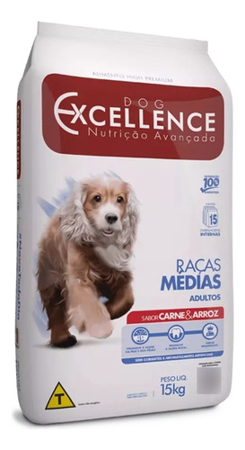 Ração Dog Excellence Raça Médias Adulto Carne/arroz 15kg