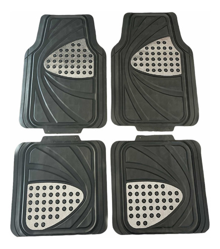 Tapete Automotriz Universal Hule Grueso 4 Pzas Carbon