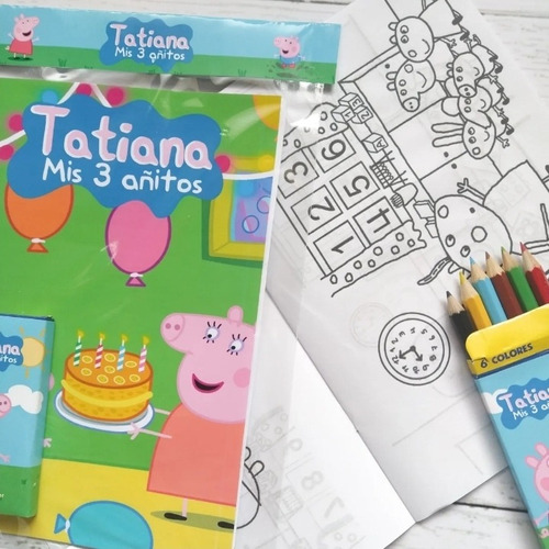 X5 Libritos + Colores Personalizados Sorpresitas Peppa Pig 