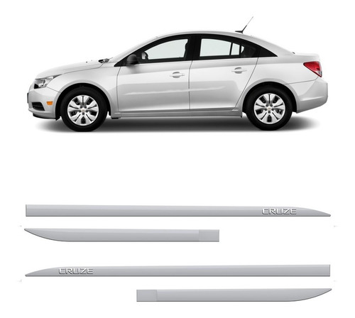 Protetor Lateral Gm Cruze 2011 A 2016 Branco Summit 4 Peças