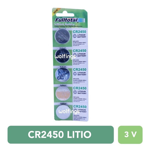 5 Pilas Cr2450 Litio 3v. Sensores Alarma Reloj Balanza Llave