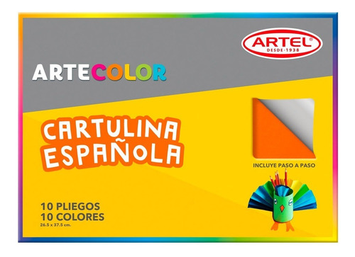 Carpeta Block Cartulina Española 10 Pliegos 10 Colores Artel