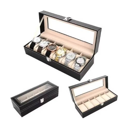 Organizador De 6 Relojes Portareloj Estuche Elegante Unisex