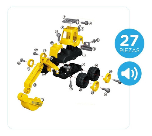 Imagen 3 de 5 de Diy Vehiculo Construccion P/ Armar Con Sonido Y Herramienta