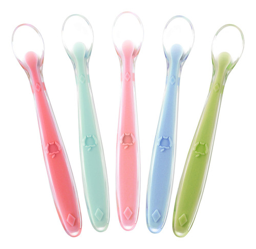 Best First Stage Baby Infant Spoons, 5-pack, Soft Silicone B