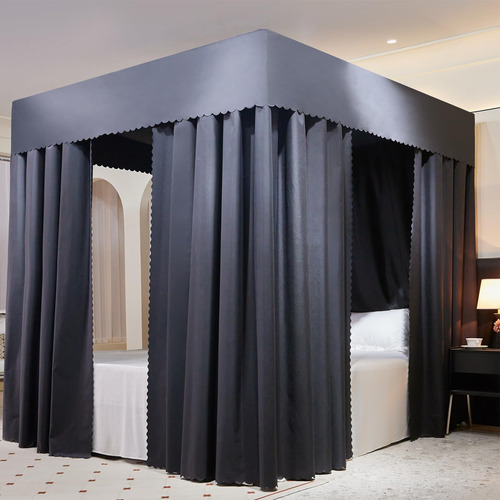 Dyimezi Cortinas De Cama Con Dosel Color Negro  4 Cortinas