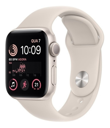 Imagen 1 de 9 de Apple Watch SE GPS - Caja de aluminio blanco estelar 40 mm - Correa deportiva blanco estelar - Patrón