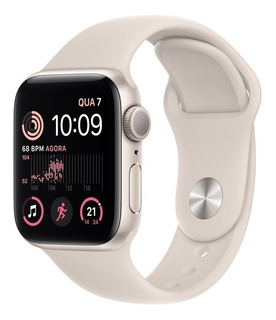 Apple Watch SE GPS - Caja de aluminio blanco estelar 40 mm - Correa deportiva blanco estelar - Patrón